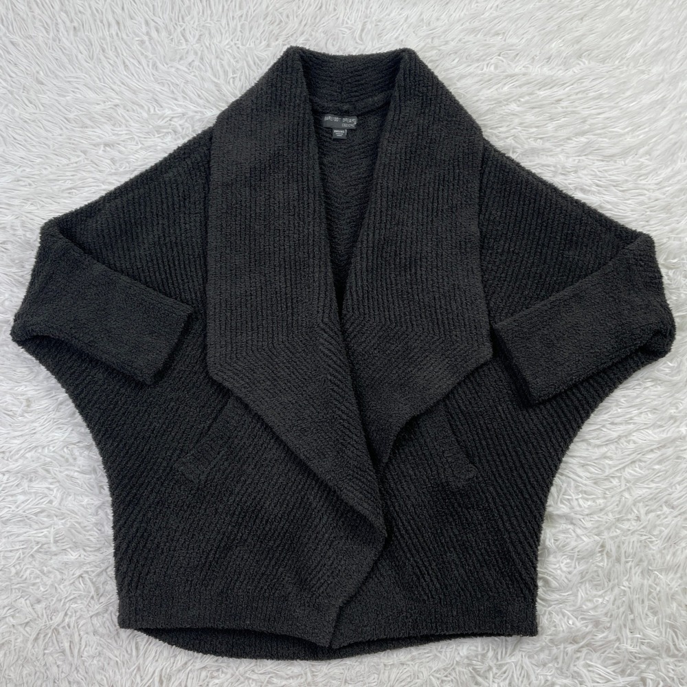 Barefoot Dreams Sweater Womens XXS/XS Gray Cozychic Chevron Ribbed Cardigan